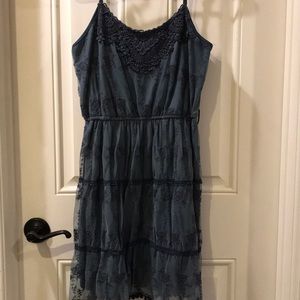 Lace navy dress